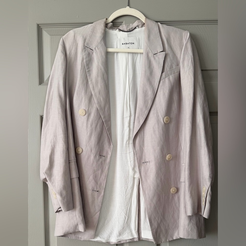 Babaton Light Lilac-Pink Double-Breasted Blazer